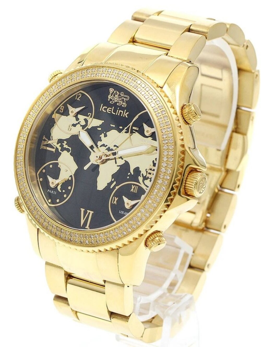 ICE LINK Marco Polo Diamond Bezel black Dial Quartz Men's Watch_963047